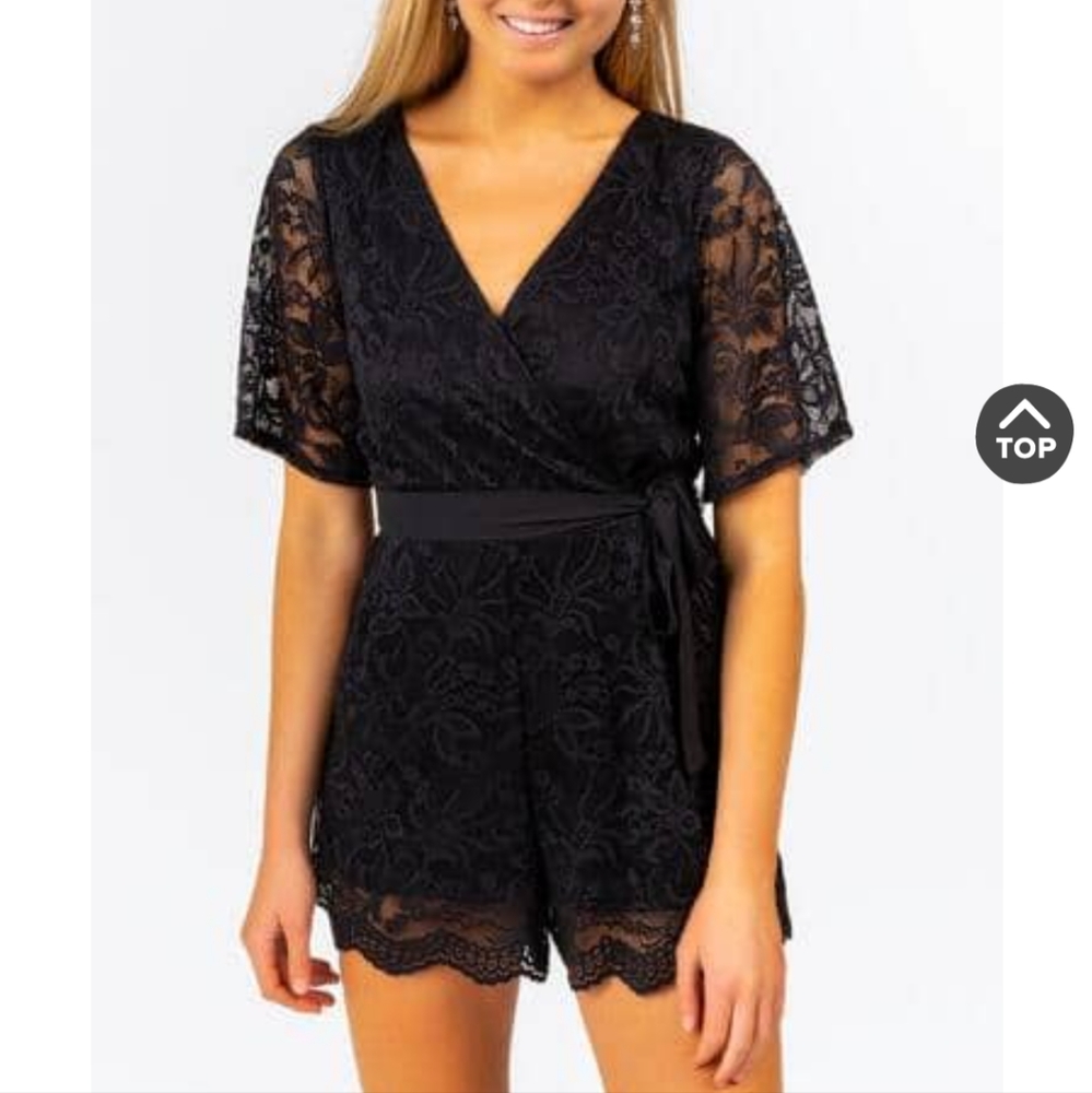 Francesca's Black Lace Romper - XS